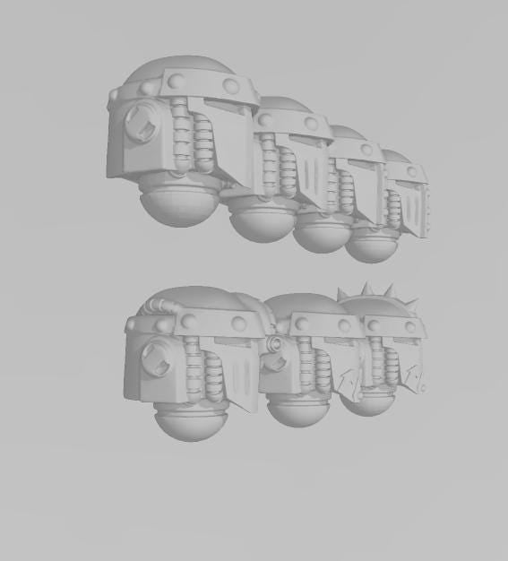 Image of the set of Legion of Iron - 5x Iron Despot Helmets - by Seaside Crow