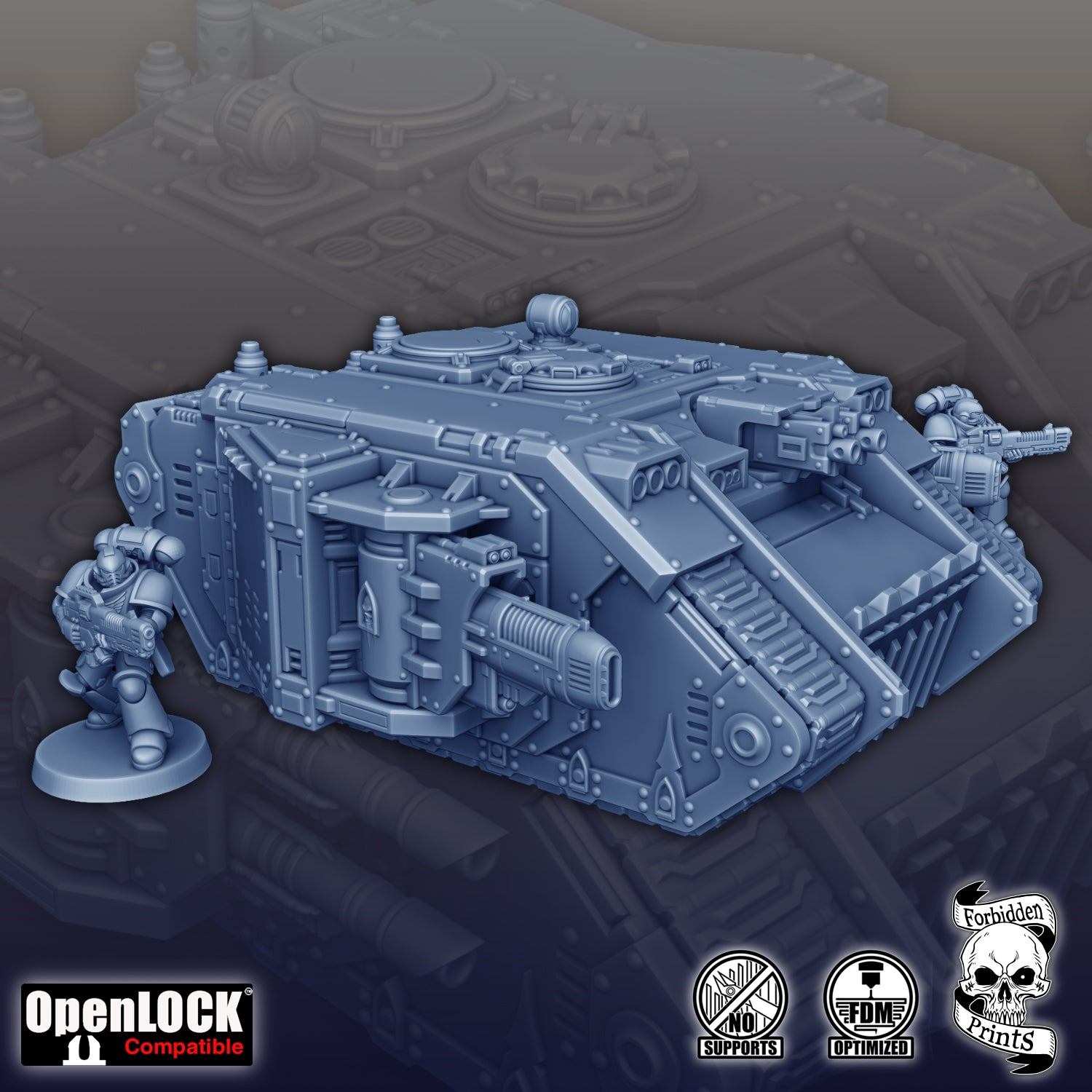 Sci-Fi Assault Raider tank, with four different side sponson options