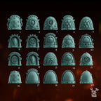 Image of the set of Lunar Knights - 5x Shoulder Pads - by Seaside Crow